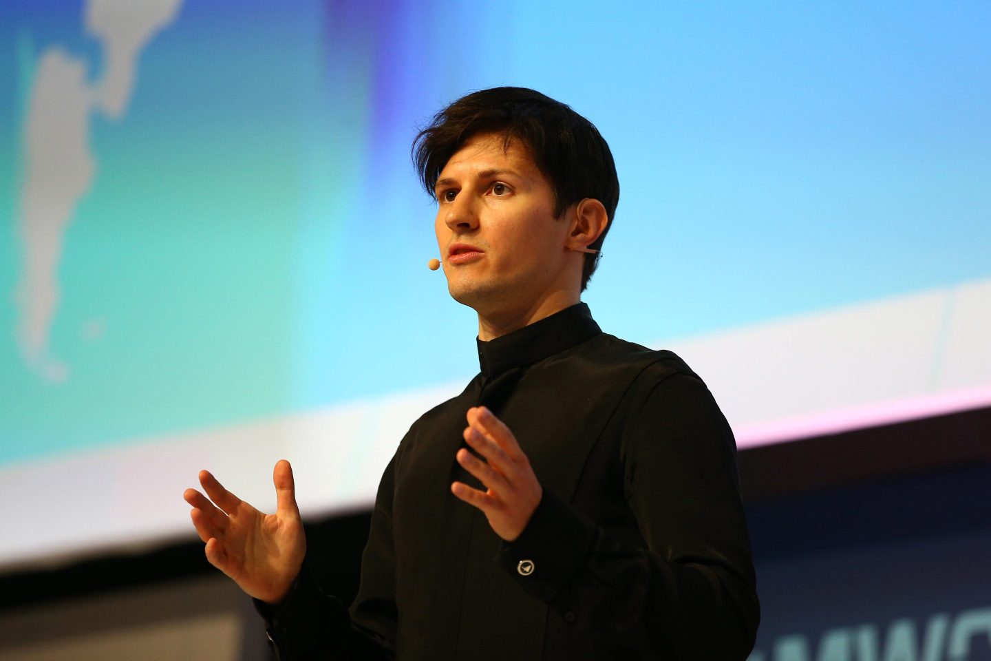 Pavel Durov speaking on stage in 2016
