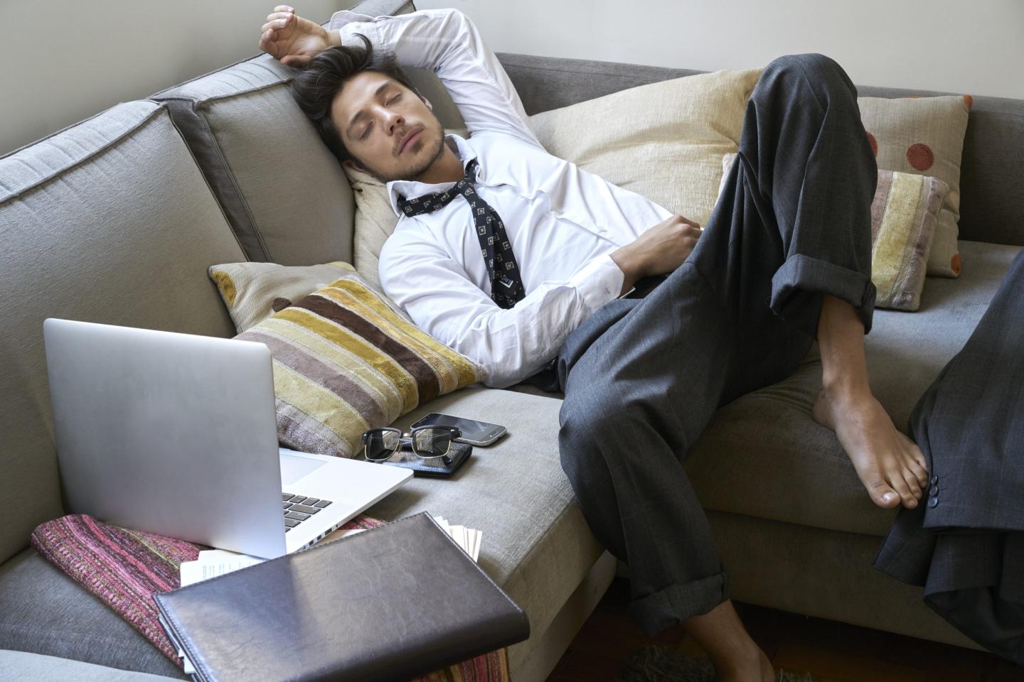 Worker lays out and naps during work.