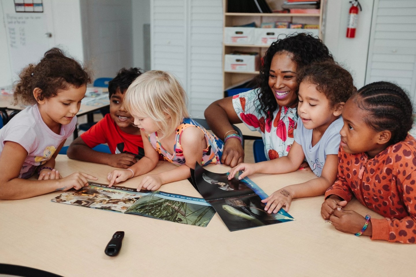 students and a teacher in a Primer school