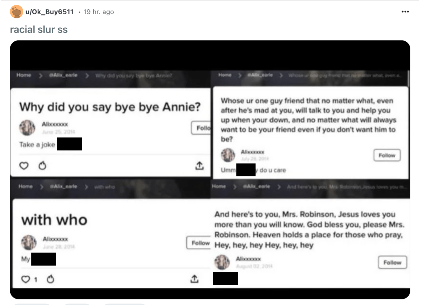 A montage of social media posts