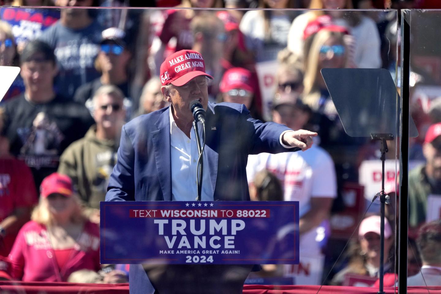 Trump speaking at podium