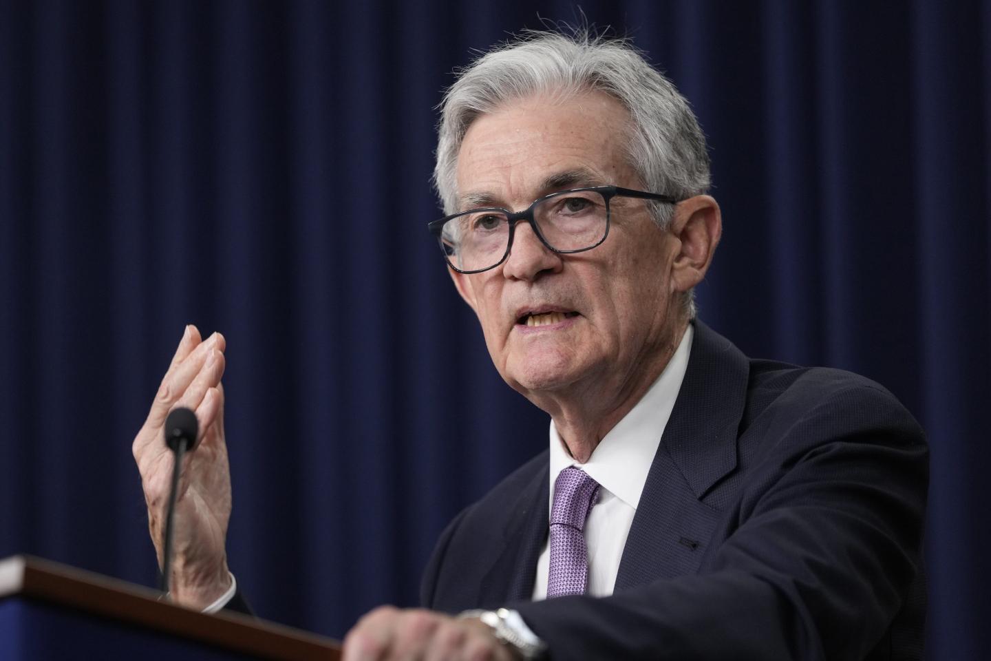 Federal Reserve Board Chairman Jerome Powell speaks during a news conference at the Federal Reserve in Washington.