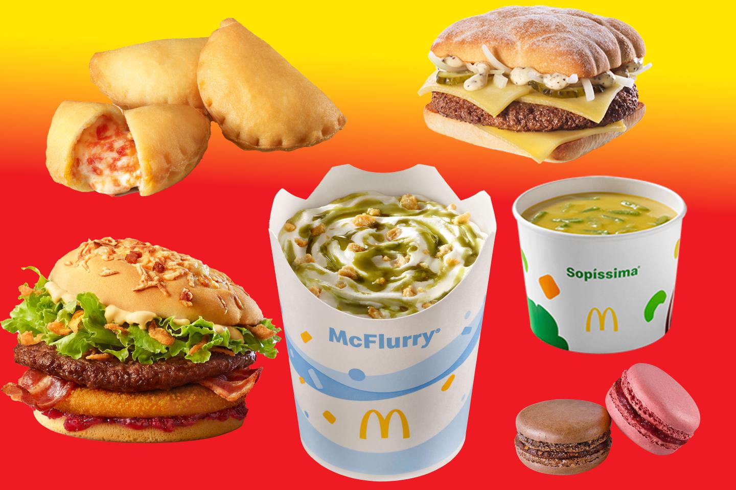 a selection of mcdonald's products in a collage