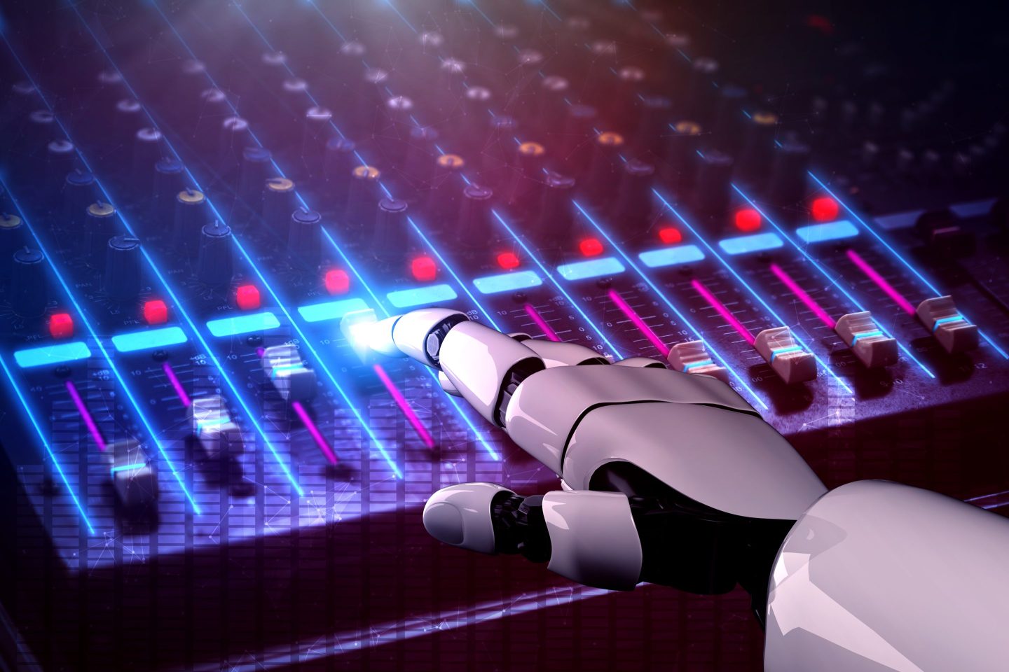 A robot tweaks a soundboard - yeah I know it sounds weird, just trust me okay