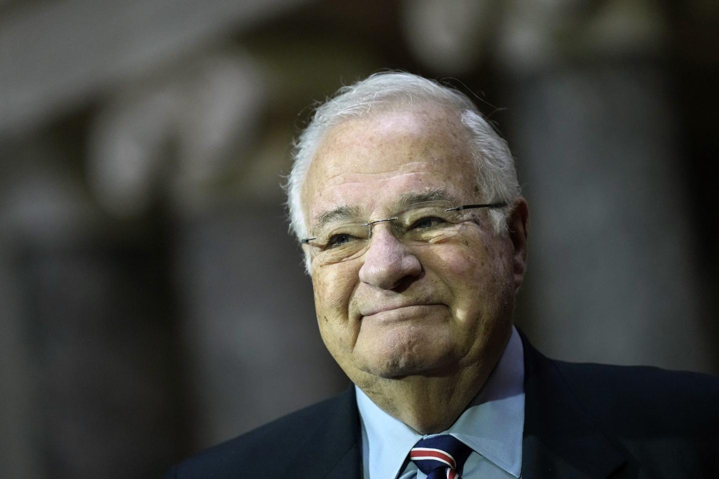 WASHINGTON, DC - JANUARY 23: Former CEO and former chairman of TD Ameritrade Joe Ricketts looks on as his son Sen. Pete Ricketts (R-NE) participates in a ceremonial swearing-in in the Old Senate Chamber at the U.S. Capitol January 23, 2023 in Washington, DC. Ricketts will fill the old seat of Sen. Ben Sasse, who left the Senate to serve as President of the University of Florida.