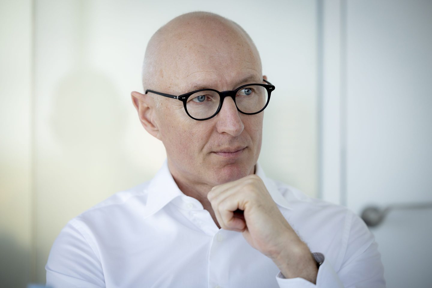 Lars Fruergaard Jorgensen, chief executive officer Novo Nordisk A/S, during an interview at the company's headquarters in Bagsvaerd, Denmark, on Monday, June 12, 2023.