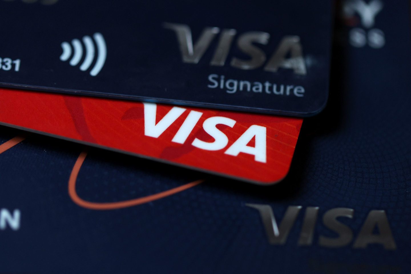 Visa credit cards are displayed
