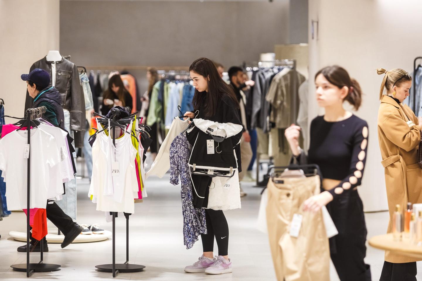 Shoppers in a Zara store in Kyiv, Ukraine.