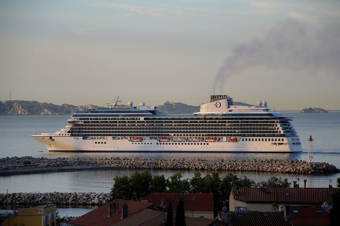 A passenger cruise ship Vista arrives at the port of Marseille