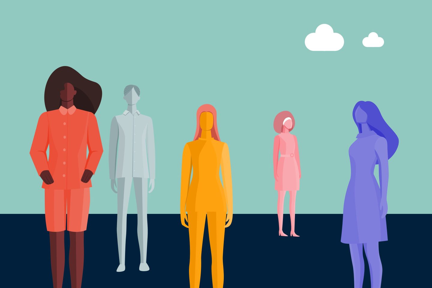 Graphic of workers in different clothing styles.