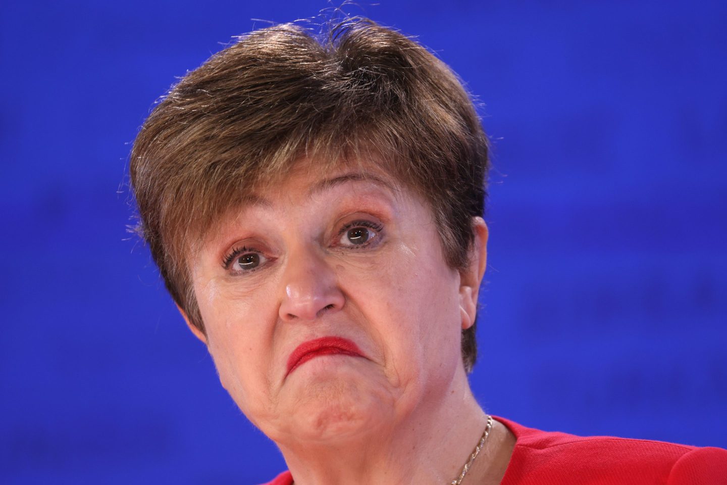 International Monetary Fund (IMF) Managing Director Kristalina Georgieva speaks during a press briefing at the IMF headquarters in Washington, DC on Apr. 18.