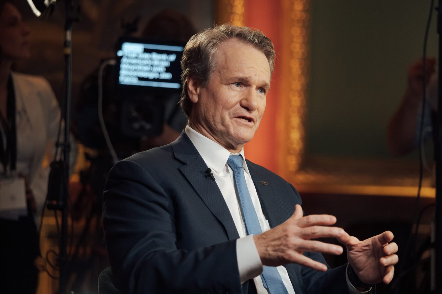 Brian Moynihan, chief executive officer of Bank of America Corp., during a Bloomberg Television interview in Versailles, France, on Monday, May 13, 2024.