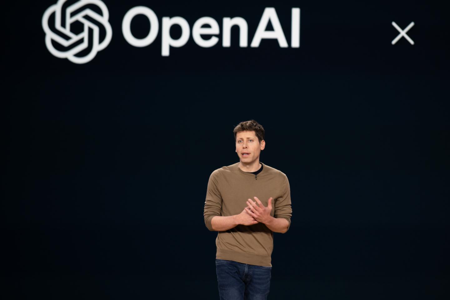 Sam Altman of OpenAI speaking onstage at a Microsoft event in March 2024.