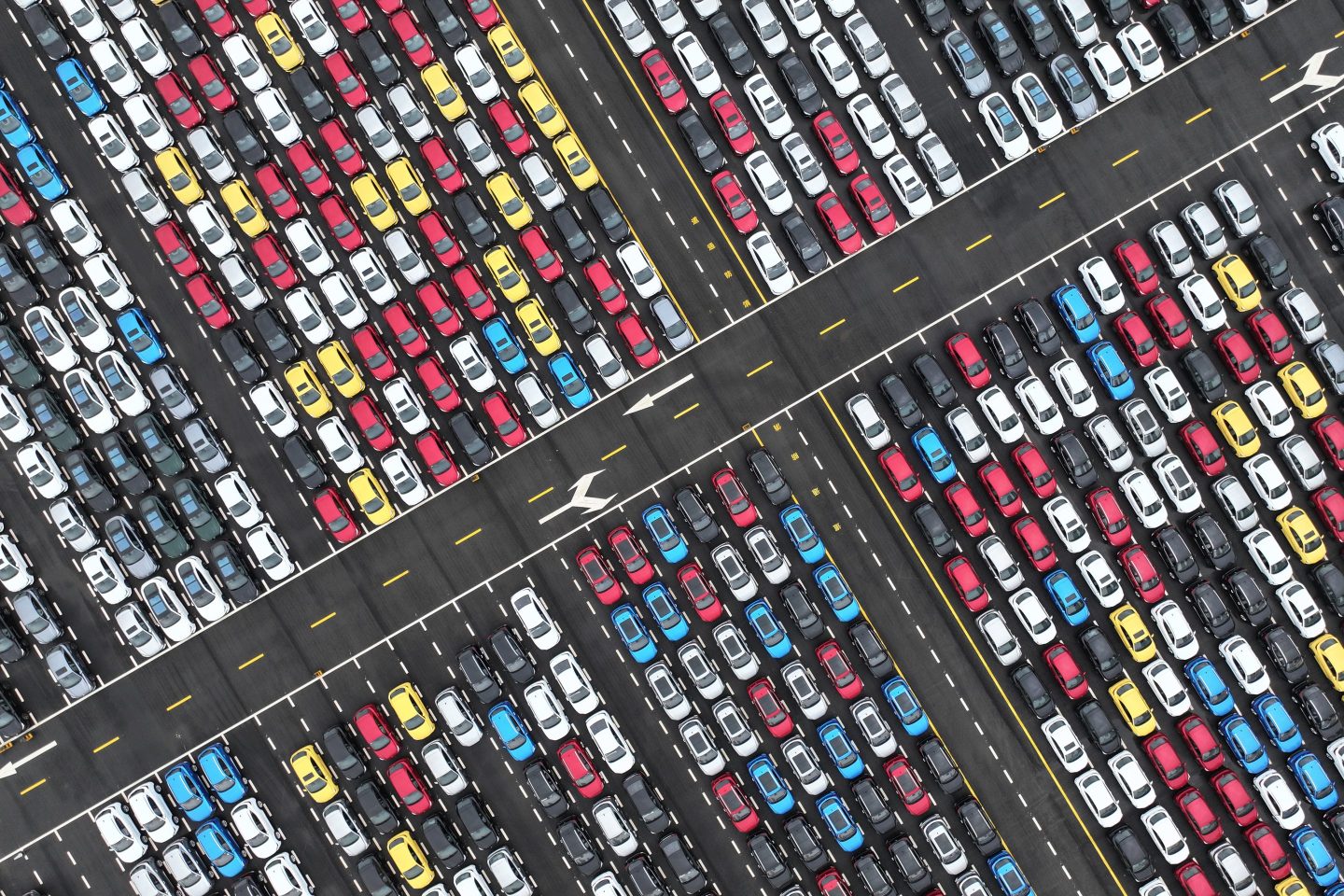 SAIC MG vehicles awaiting export at Lianyungang Port in China, on July 16, 2024.