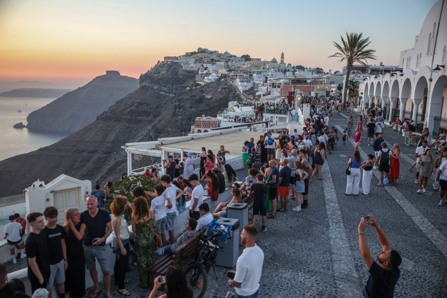 crowds of tourists in Greece