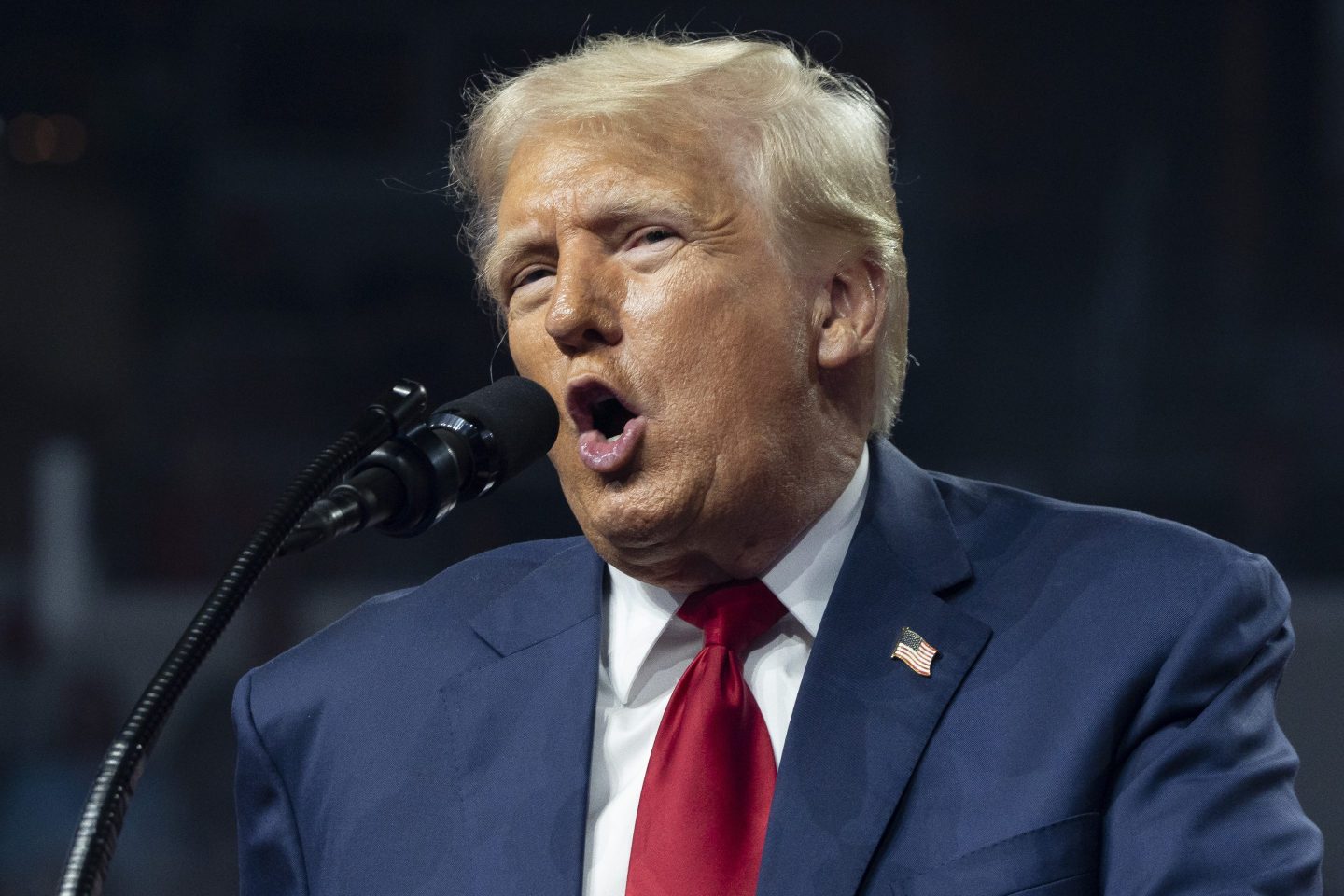Republican presidential nominee, former U.S. President Donald Trump speaks during a campaign rally