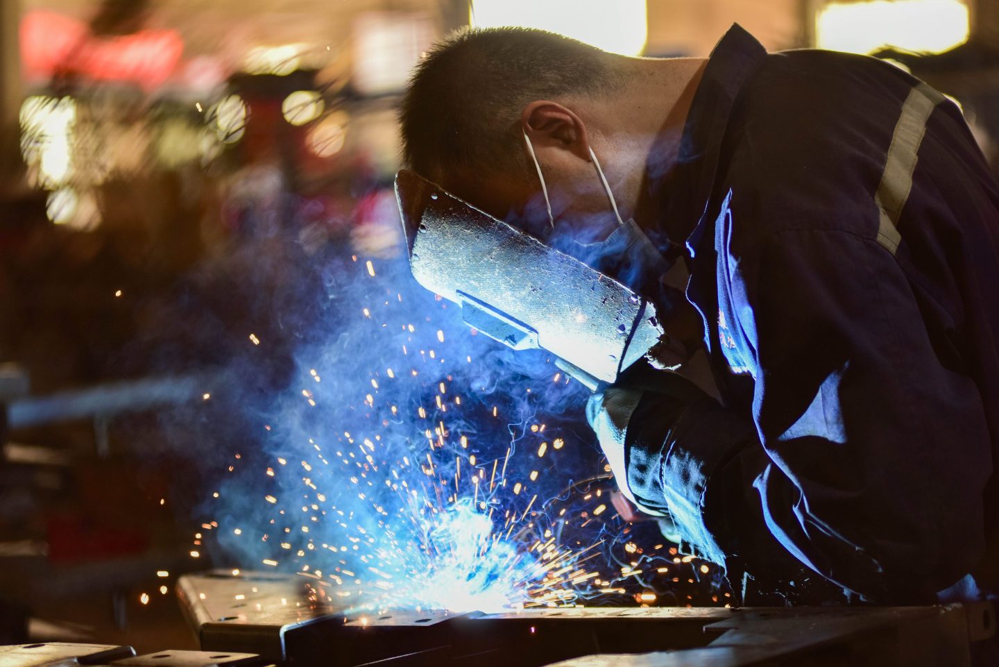 factory worker welding