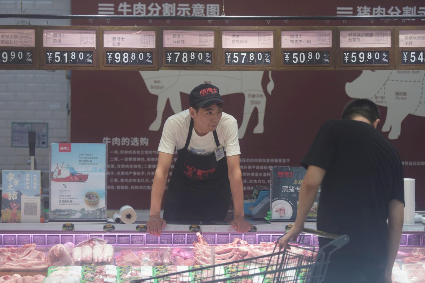 customer shops in market