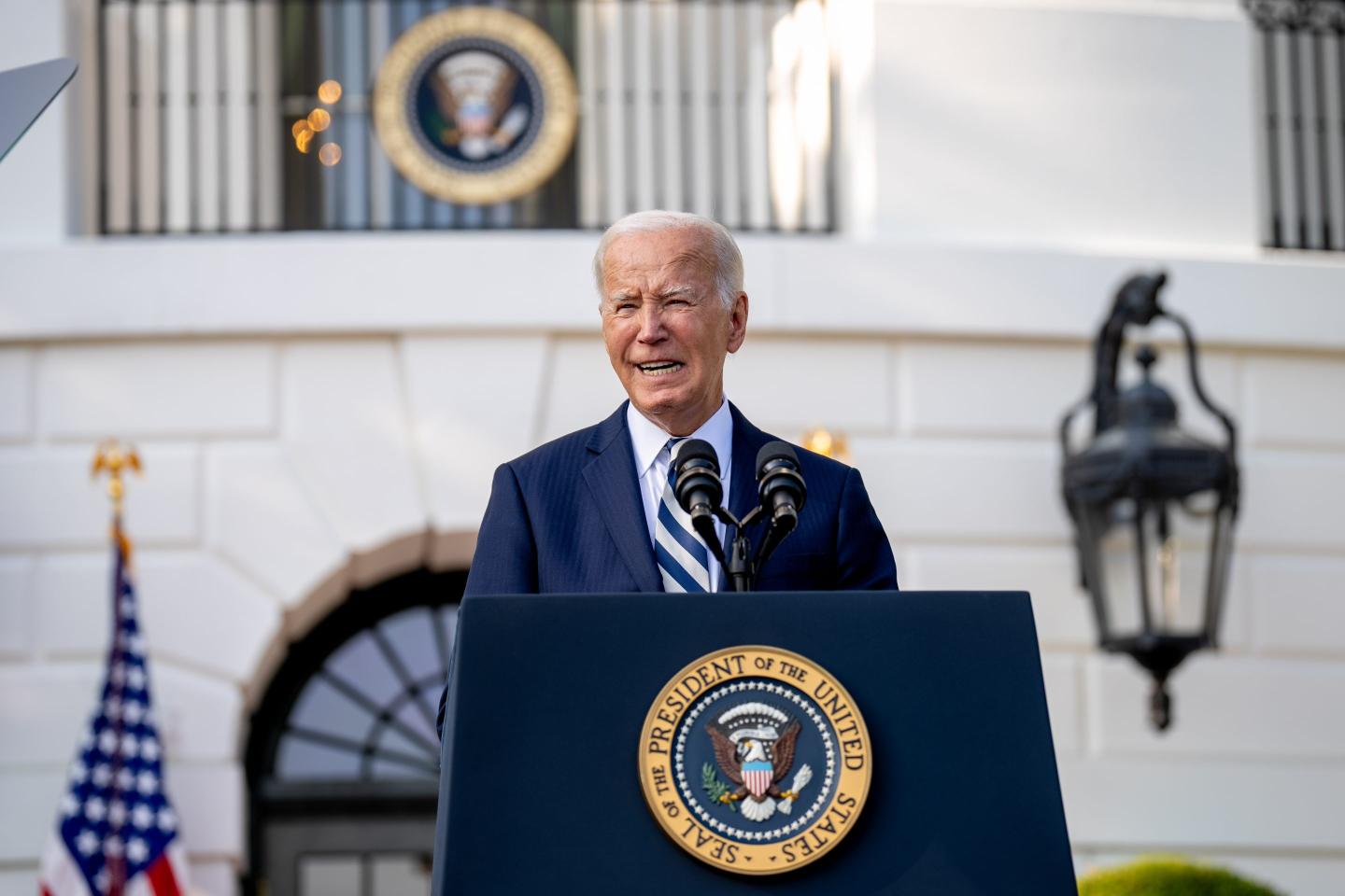 Joe Biden speaks at podium