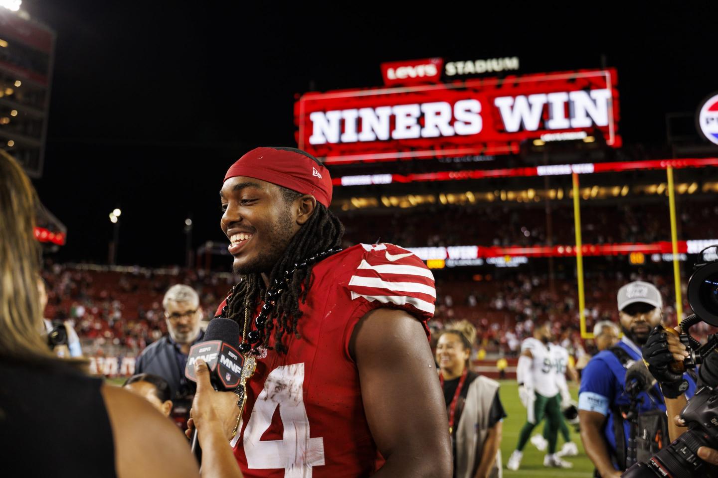 football player's post-game interview