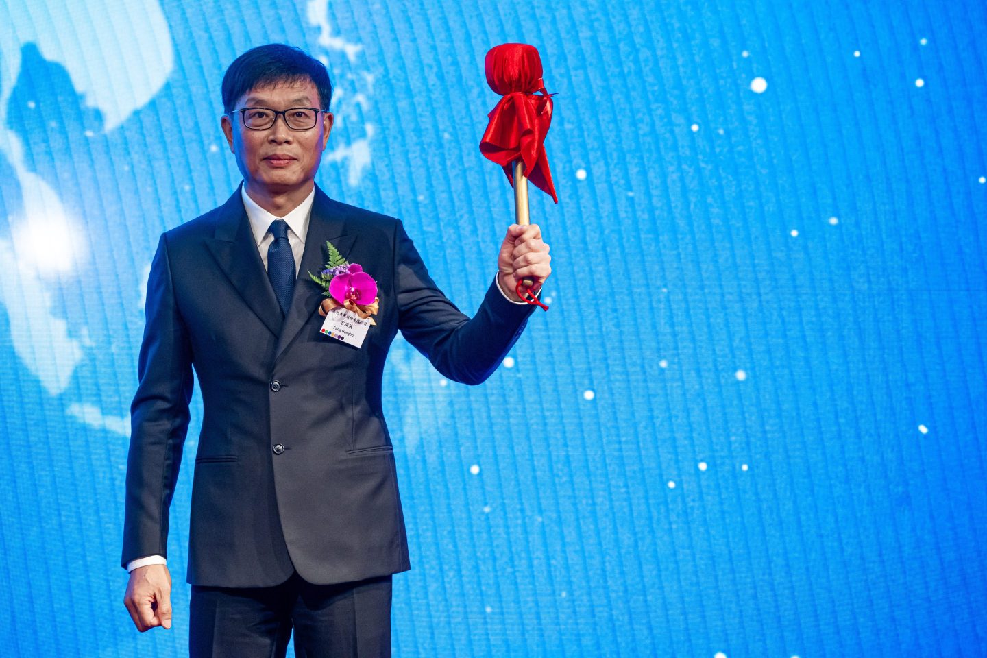 Fang Hongbo, chairman and chief executive officer of Midea Group Co., during the company's listing ceremony at the Hong Kong Stock Exchange in Hong Kong, China, on Tuesday, Sept. 17.
