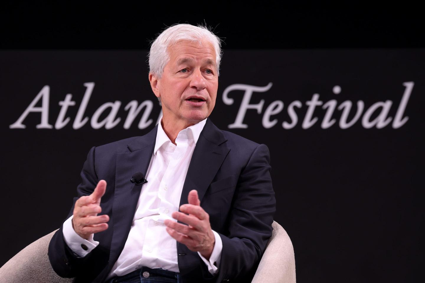 Jamie Dimon speaks on stage during "The State of the Global Economy" panel for The Atlantic Festival