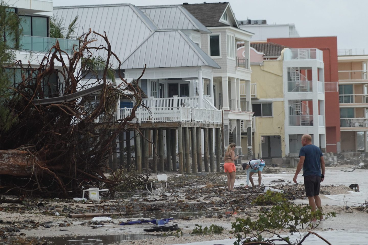 Trees and debris lay on the beach in the aftermath of Hurricane Helene in Treasure Island, Florida.