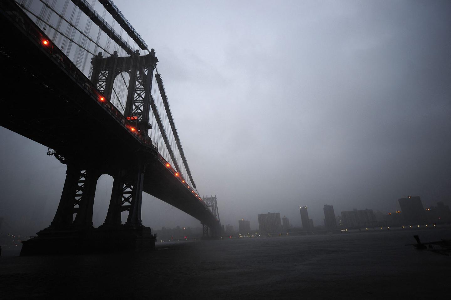 Manhattan Bridge during a storm