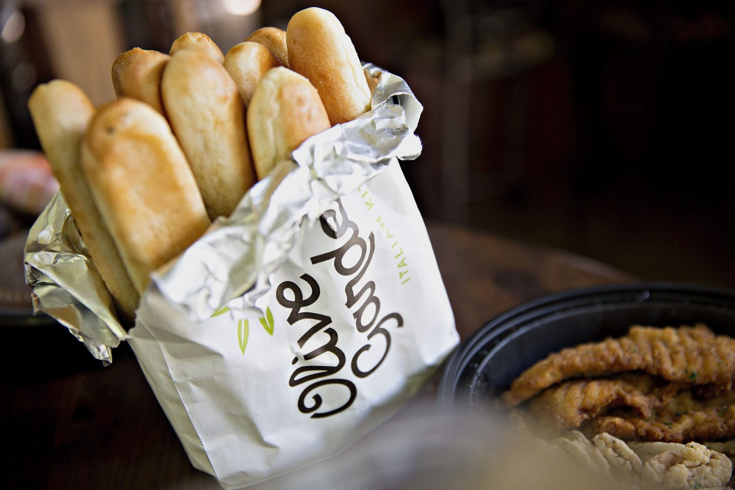 An order of breadsticks from a Darden Restaurants Inc. Olive Garden arranged for a photo.