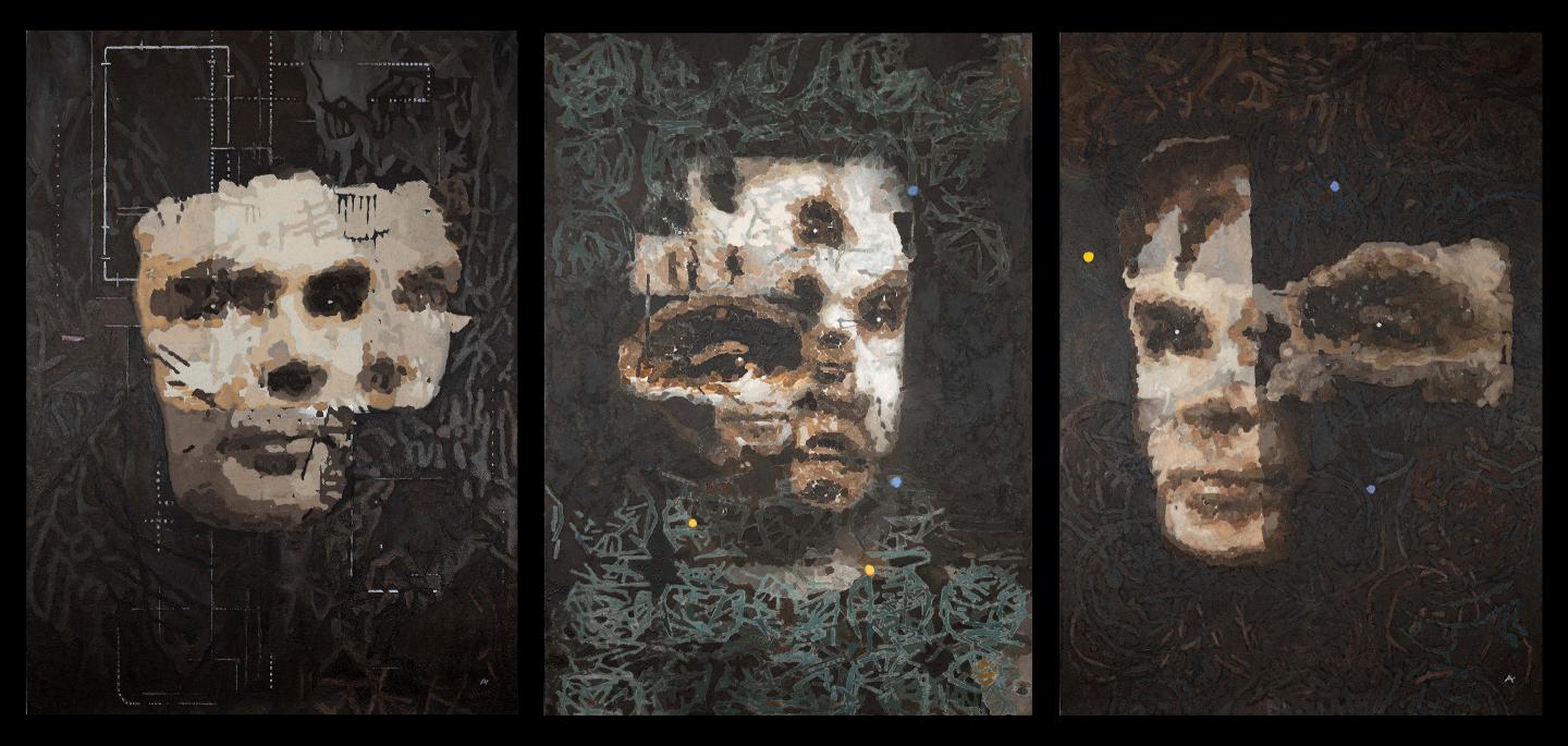 Painting "AI God" which depicts Alan Turing.