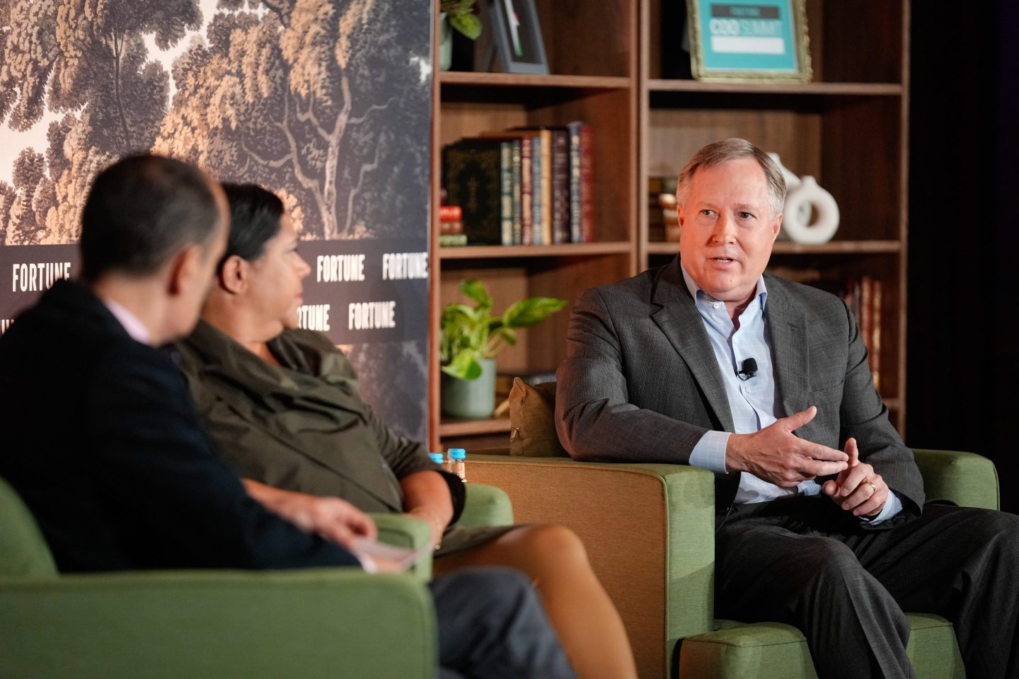 New Balance COO Dave Wheeler being interviewed by Fortune senior writer Phil Wahba