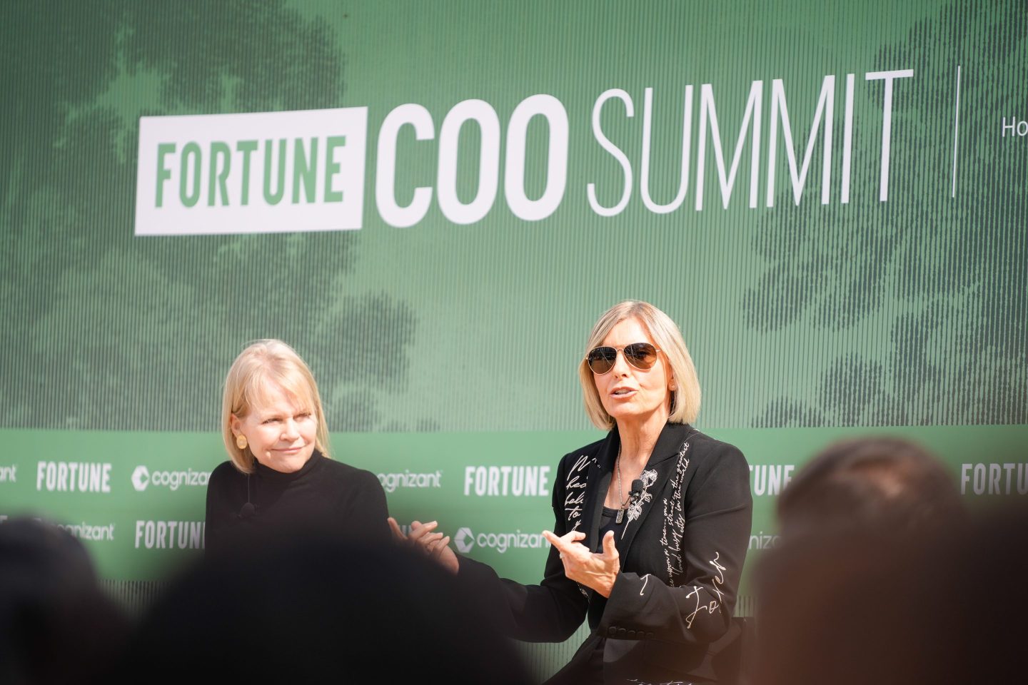 Below Deck star Captain Sandy Yawn on stage Fortune's COO Summit conference.