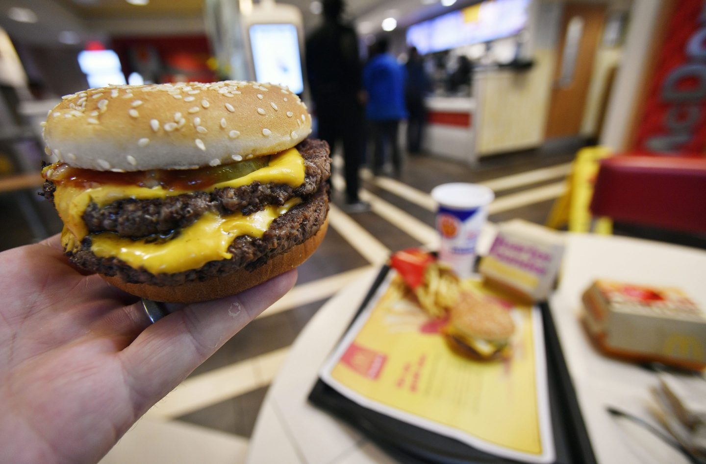 A McDonald's Double Quarter Pounder on March 6, 2018, in Atlanta.