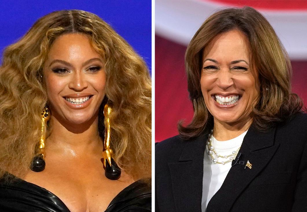 A side-by-side of Beyonce and Kamala Harris