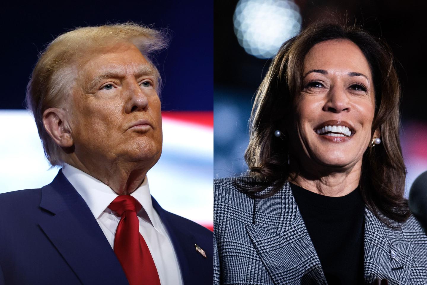 Left: Former president Donald Trump. Right: Vice President Kamala Harris.