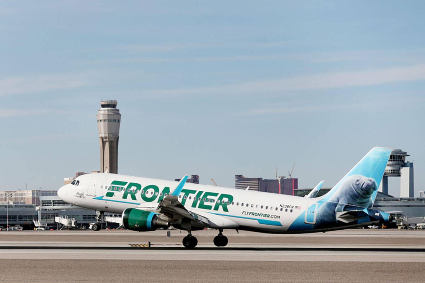 Frontier Airlines plane lands