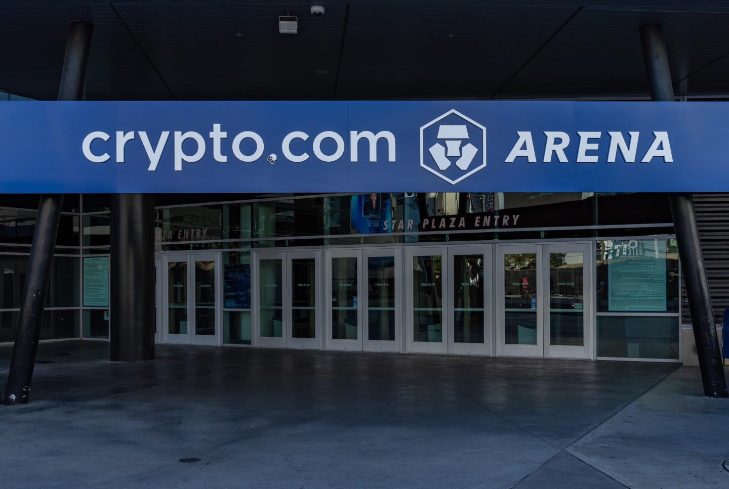A picture of one of the entrances of the Crypto.com Arena.