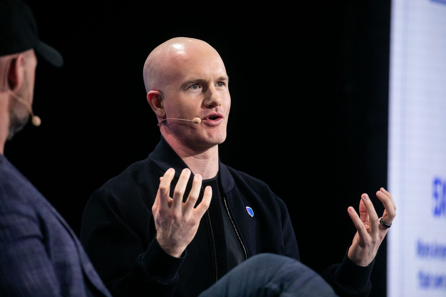 Brian Armstrong speaks at 2023 Messari Mainnet summit in New York.