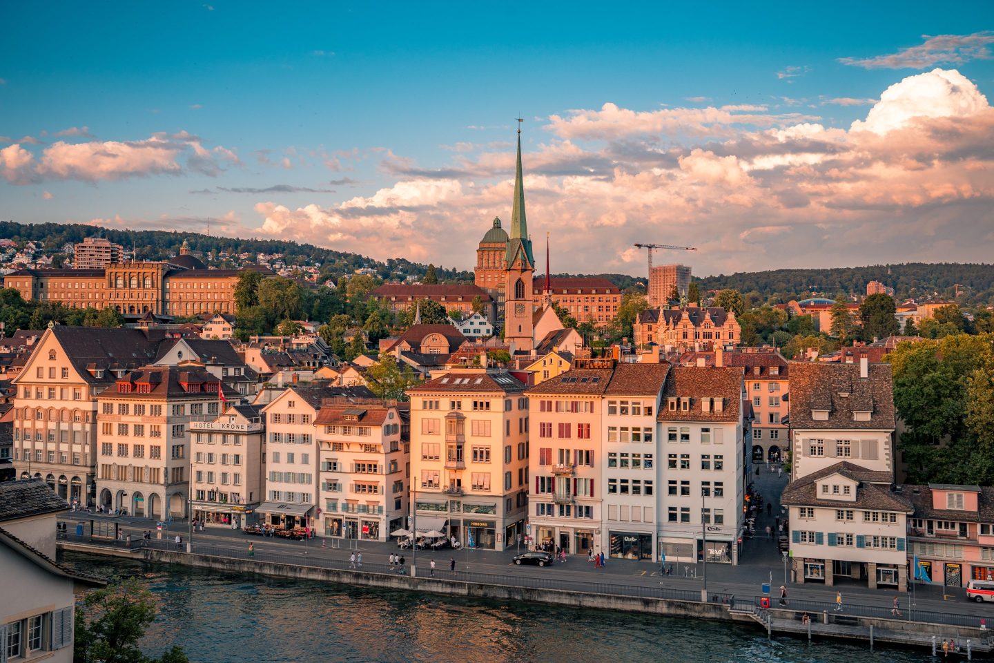 Living in Zurich, Switzerland, can take a toll on the wallet, as the average living costs for one person are around $3,380 per month. Meals cost more, too. A typical fast food meal runs $18.50 and a dinner for two around $114.