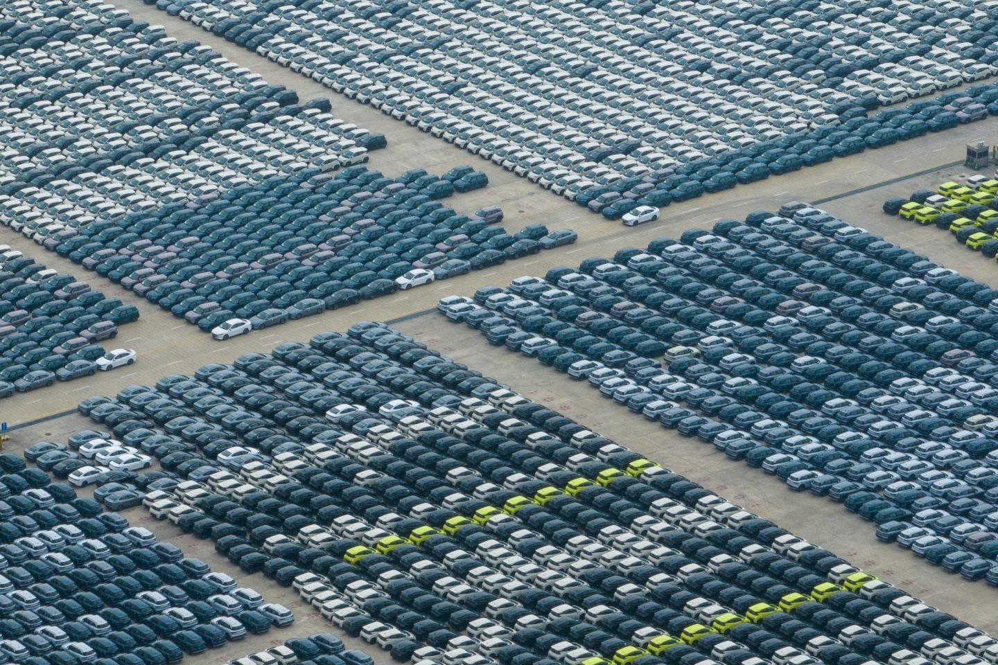 BYD vehicles waiting for shipment at a terminal of Xiaomo International Logistics Port on May 13, 2024 in Shenzhen, Guangdong Province of China.