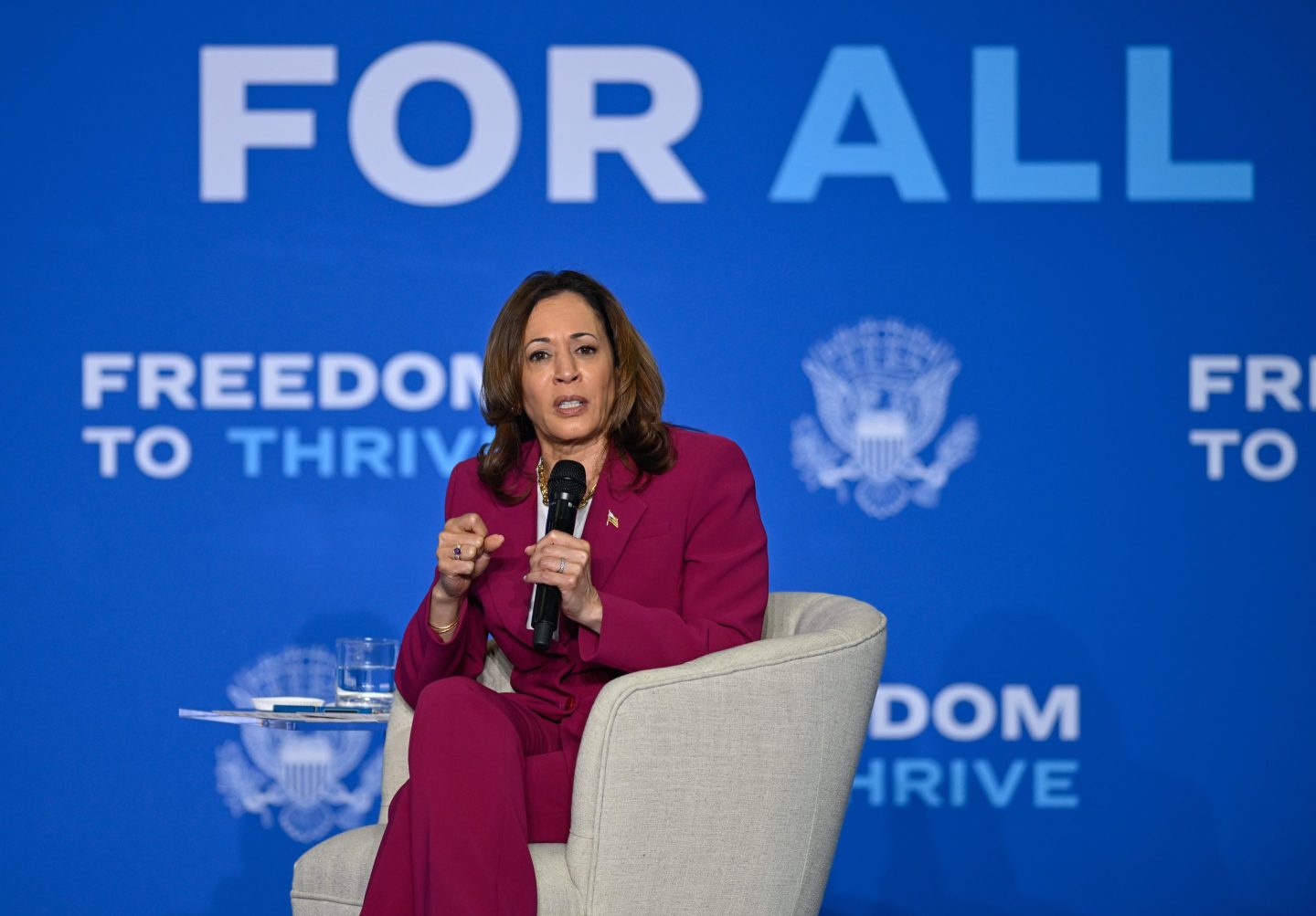 Vice President Kamala Harris speaks during a stop of her nationwide Economic Opportunity Tour in Charlotte on June 12.