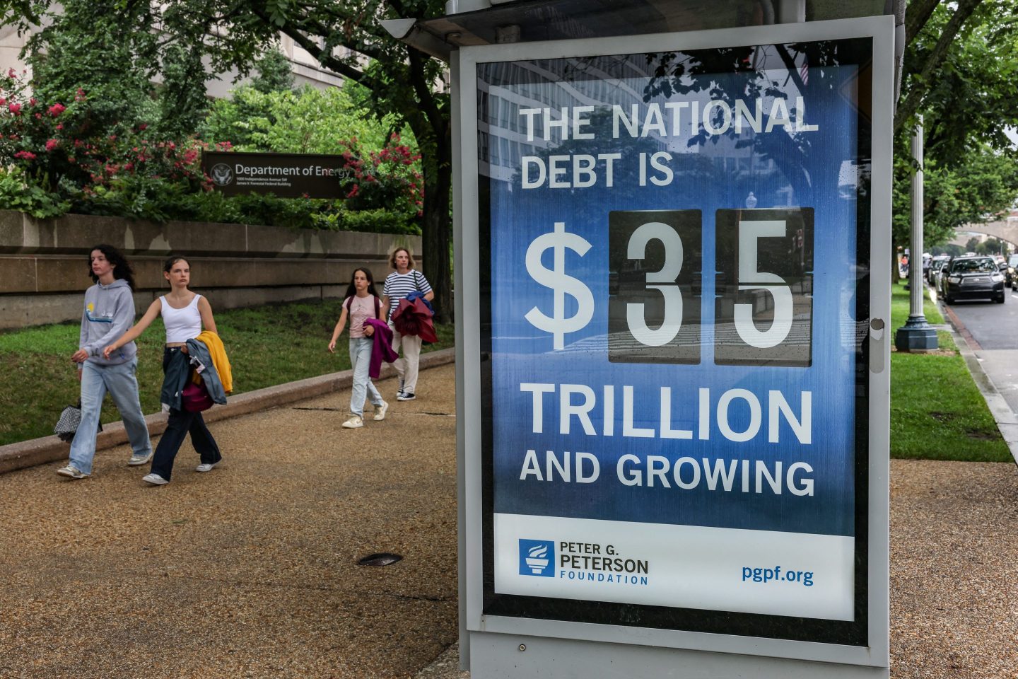 Sign showing US debt