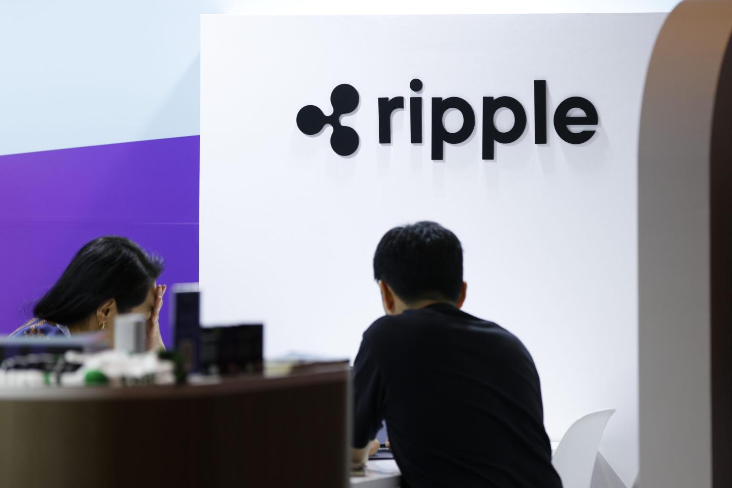 Signs for Ripple Labs Inc. at WebX2024 in Tokyo, Japan