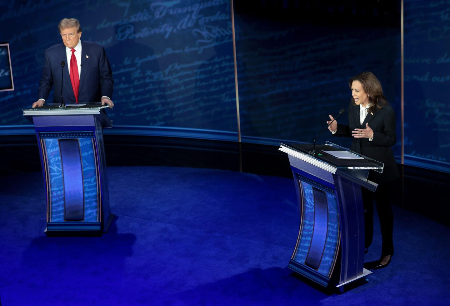 Donald Trump and Kamala Harris debating