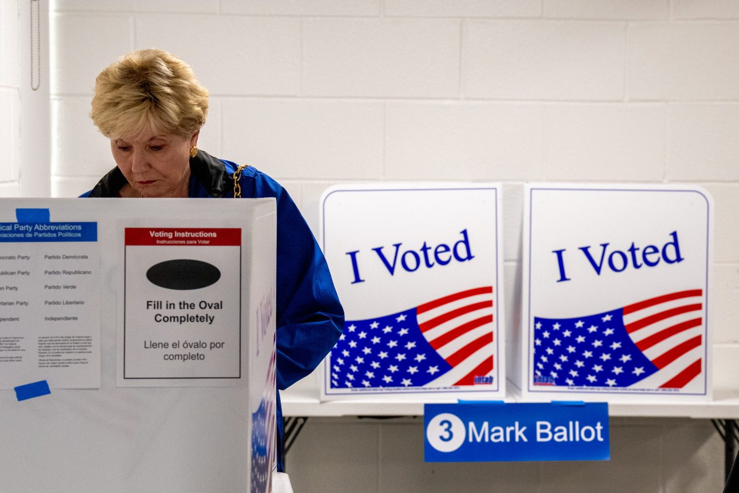 A woman voting