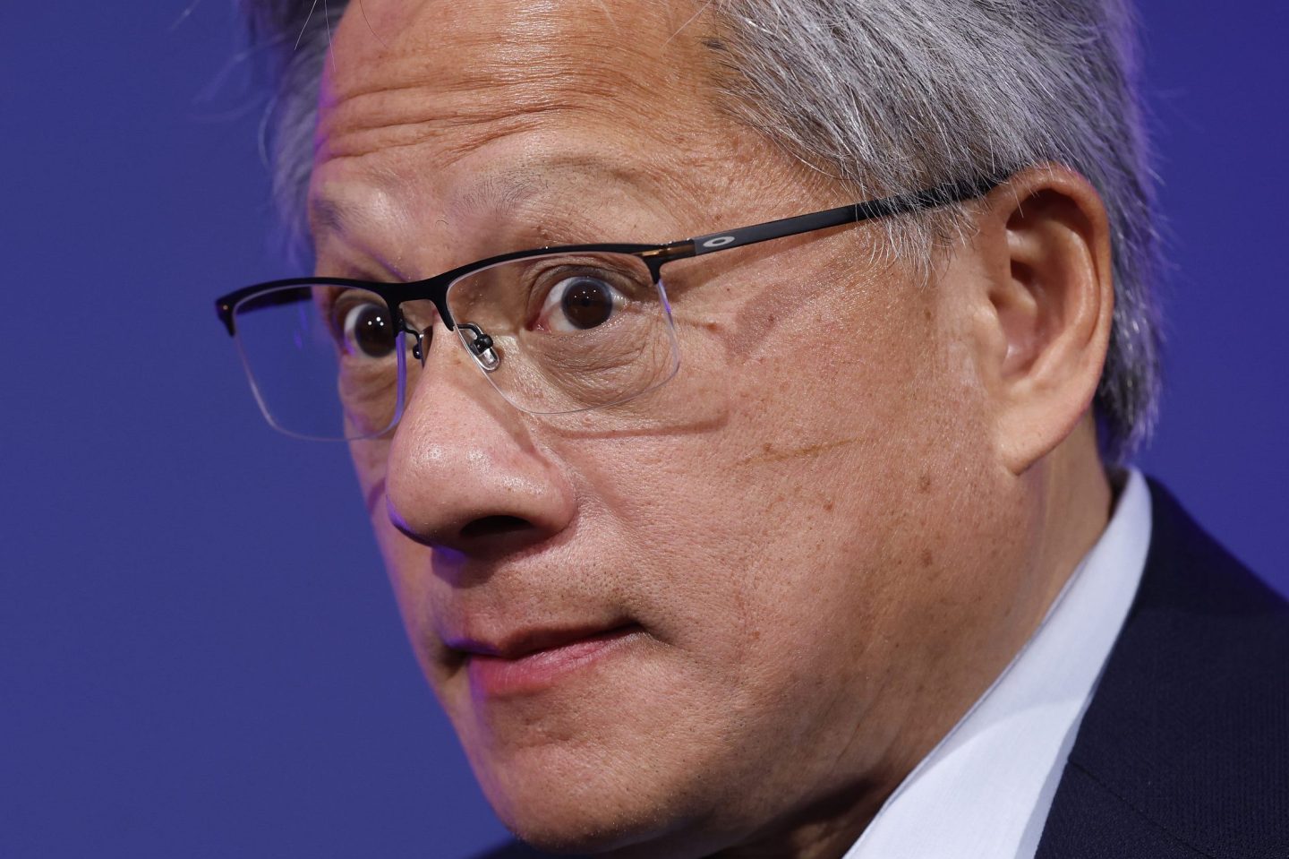 Nvidia CEO Jensen Huang looks bug-eyed