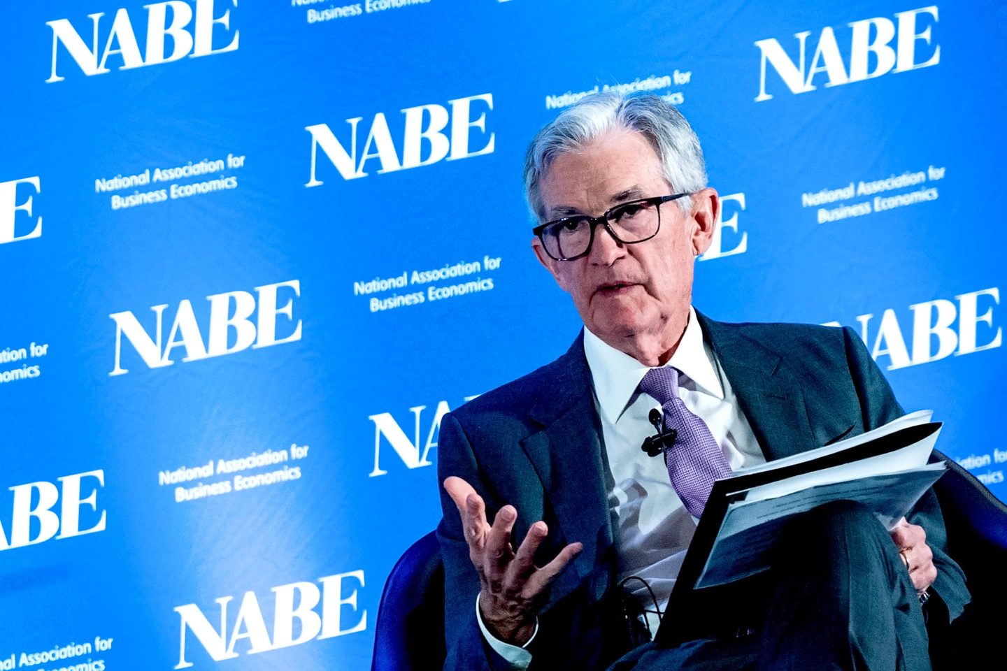 Jerome Powell, chairman of the U.S. Federal Reserve, during the National Association for Business Economics (NABE) annual meeting in Nashville, on Sept. 30.