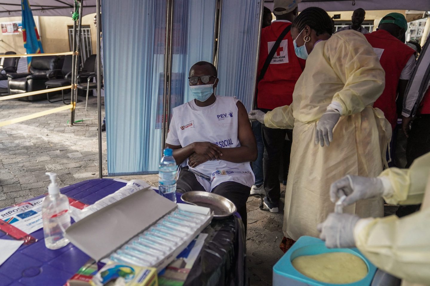 clinician administers the mpox vaccine