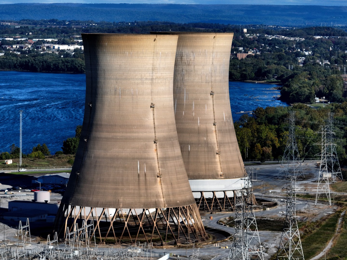 The Three Mile Island nuclear power plant near Middletown, Pennsylvania, in October 2024. (Photo: Chip Somodevilla/Getty Images)