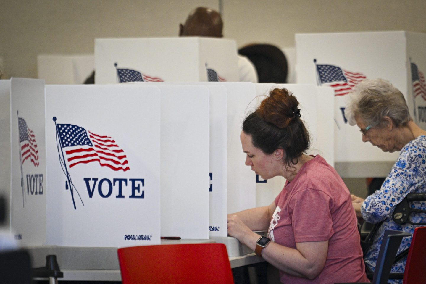 Early voters cast their ballots on Oct. 21 in Deland, Florida.